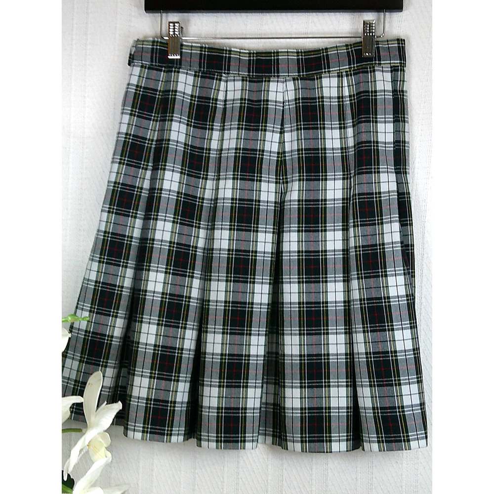School Apparel  Girls Size 18/Waist 30 Y2K Preppy Black Plaid Pleated Skirt